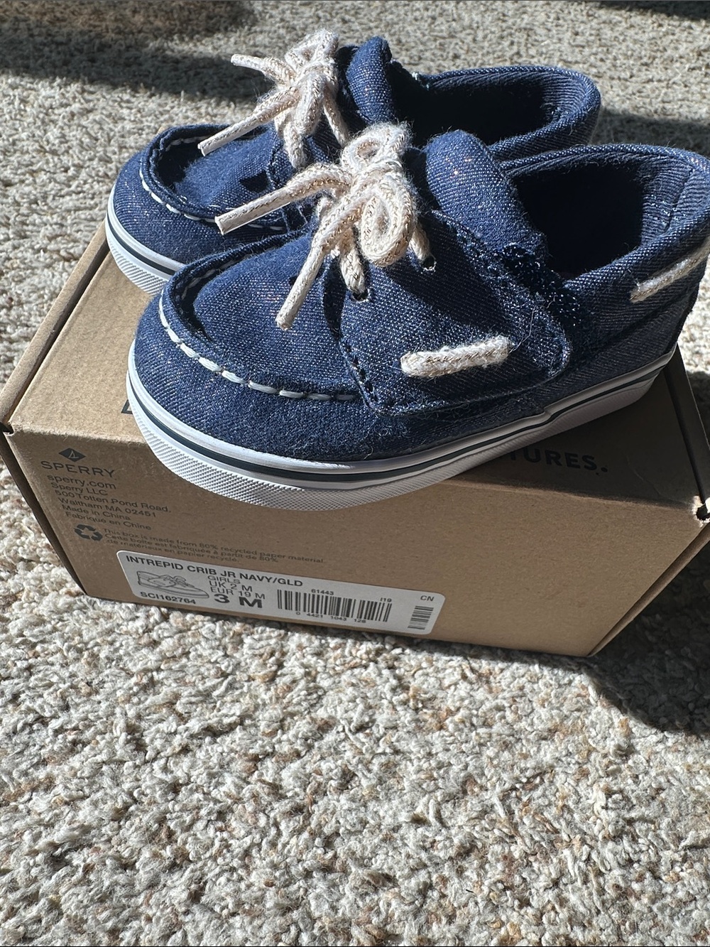 Baby girl blue and gold Sperry shoes